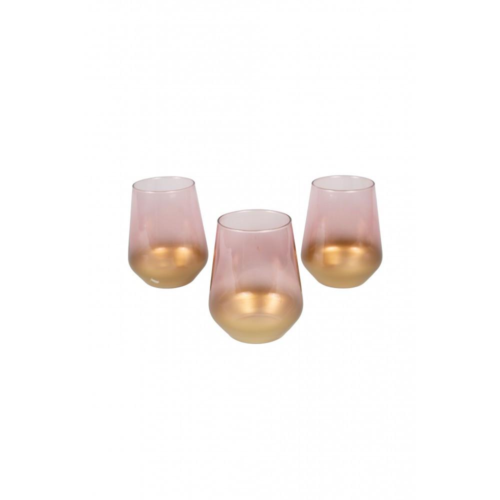 Aulica  VERRES A EAU BAS DEGRADE ROSE GLOW - LOT DE 6 