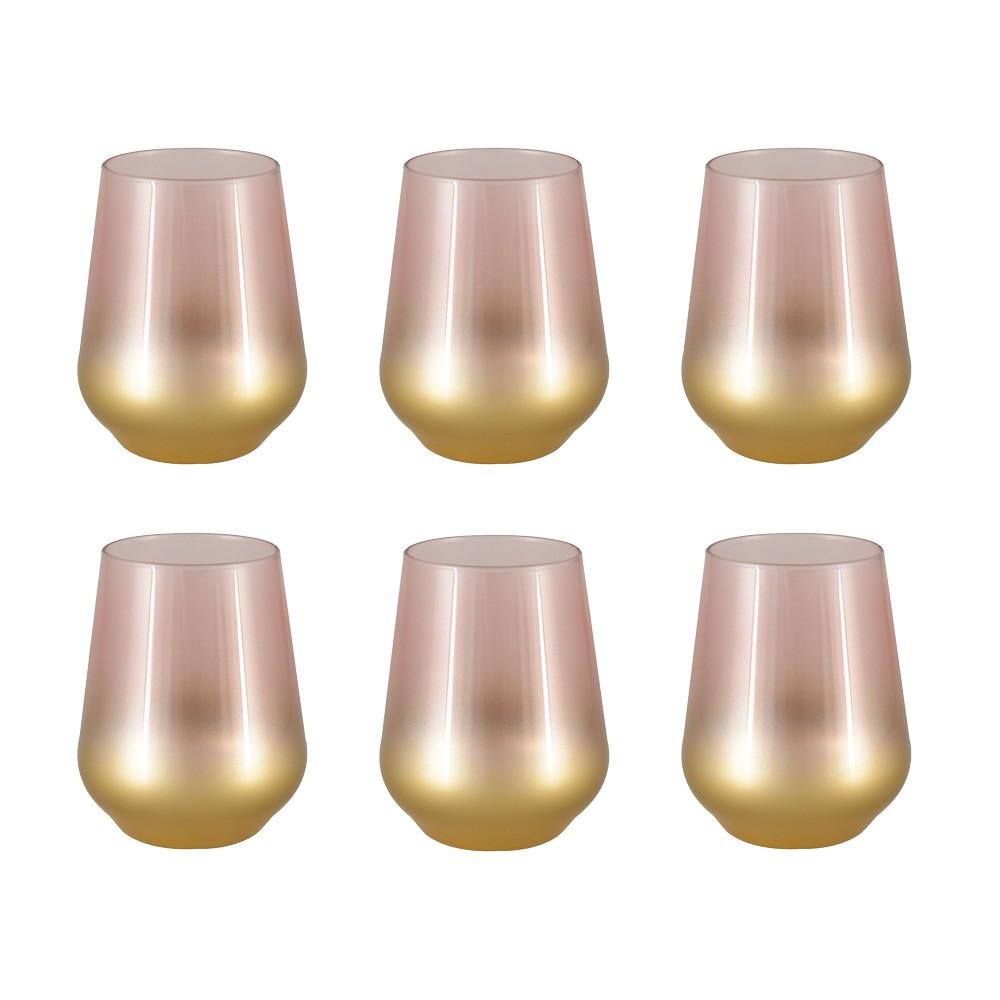 Aulica  VERRES A EAU BAS DEGRADE ROSE GLOW - LOT DE 6 