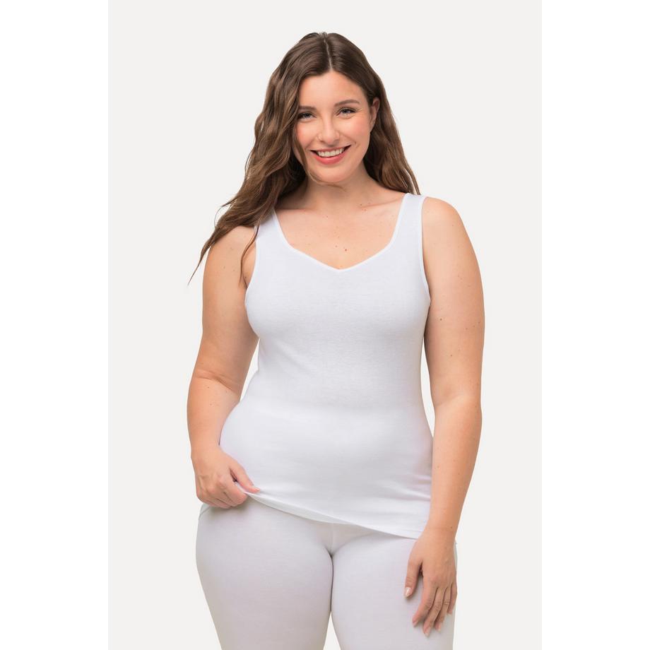 Ulla Popken Maillot de corps col V en jersey de coton  