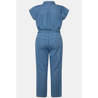 Ulla Popken  Jeans-Jumpsuit, Hemdkragen, elastische Taille, Halbarm 