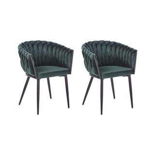 Beliani Lot de 2 chaises en Velours Glamour MILAN  