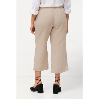 Ulla Popken  Pantalon en lin 7/8 à taille élastique. Naturellement respirant 