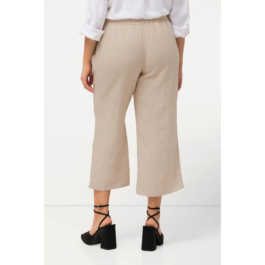 Ulla Popken Pantaloni di lino 7/8 Vita elastica  