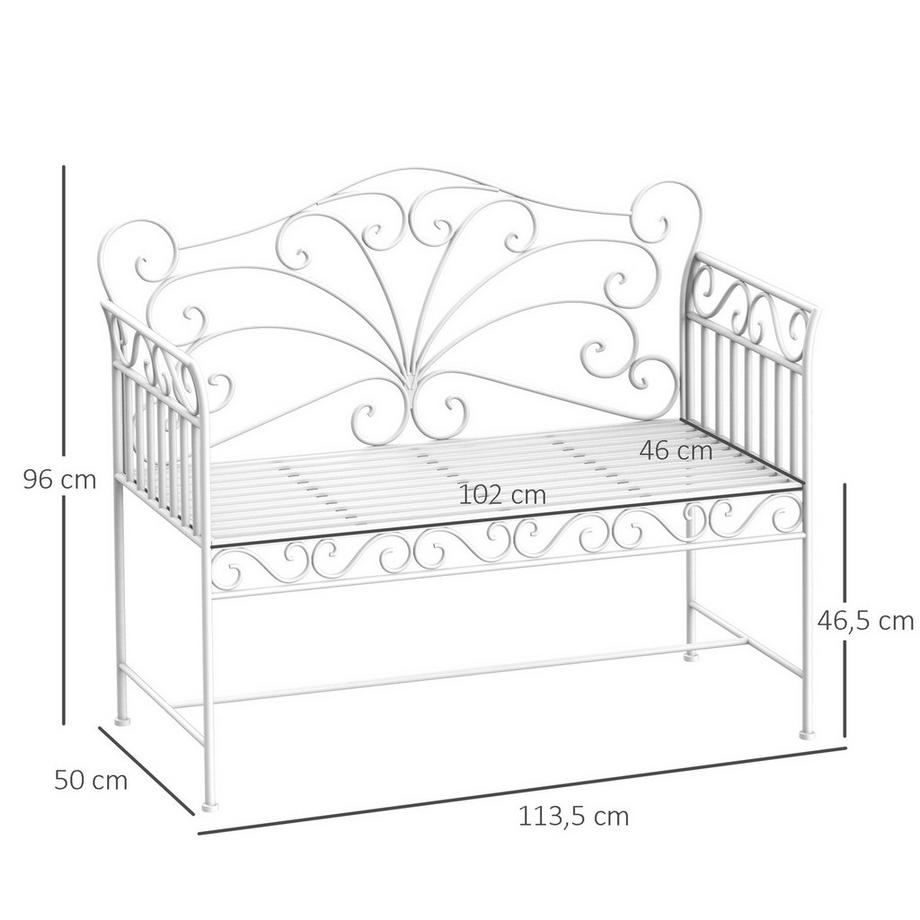 Northio Panchina Da Giardino Panchina Da Giardino Panchina Da Giardino A 2 Posti In Metallo Bianco  