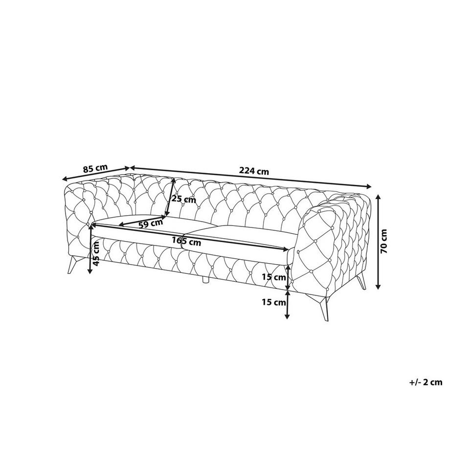 Beliani Canapé 3 places en Velours Glamour SOTRA  