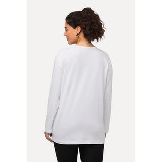 Ulla Popken  T-shirt coupe Relaxed Fit, col en V et manches longues 