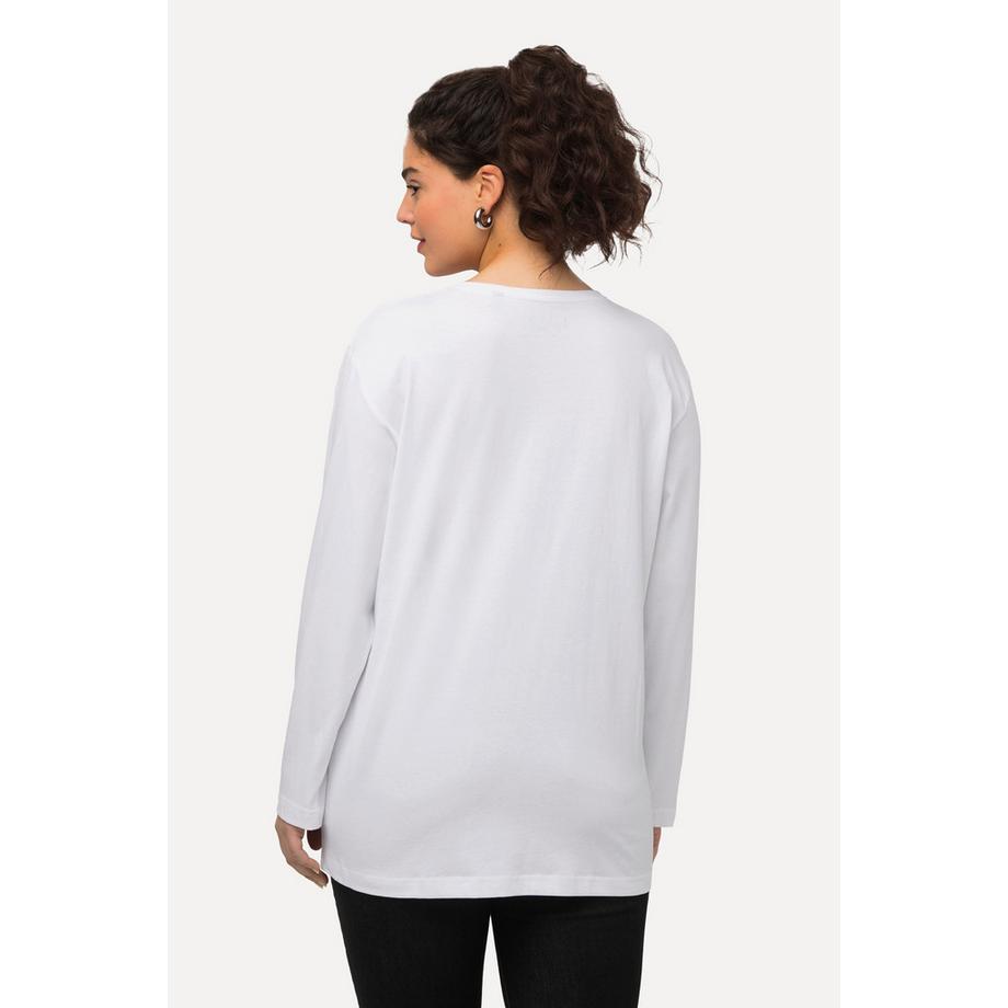 Ulla Popken Relaxed Langarm V-Ausschnitt Shirt  
