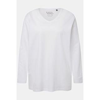 Ulla Popken  Shirt, V-Ausschnitt, Relaxed, Langarm 