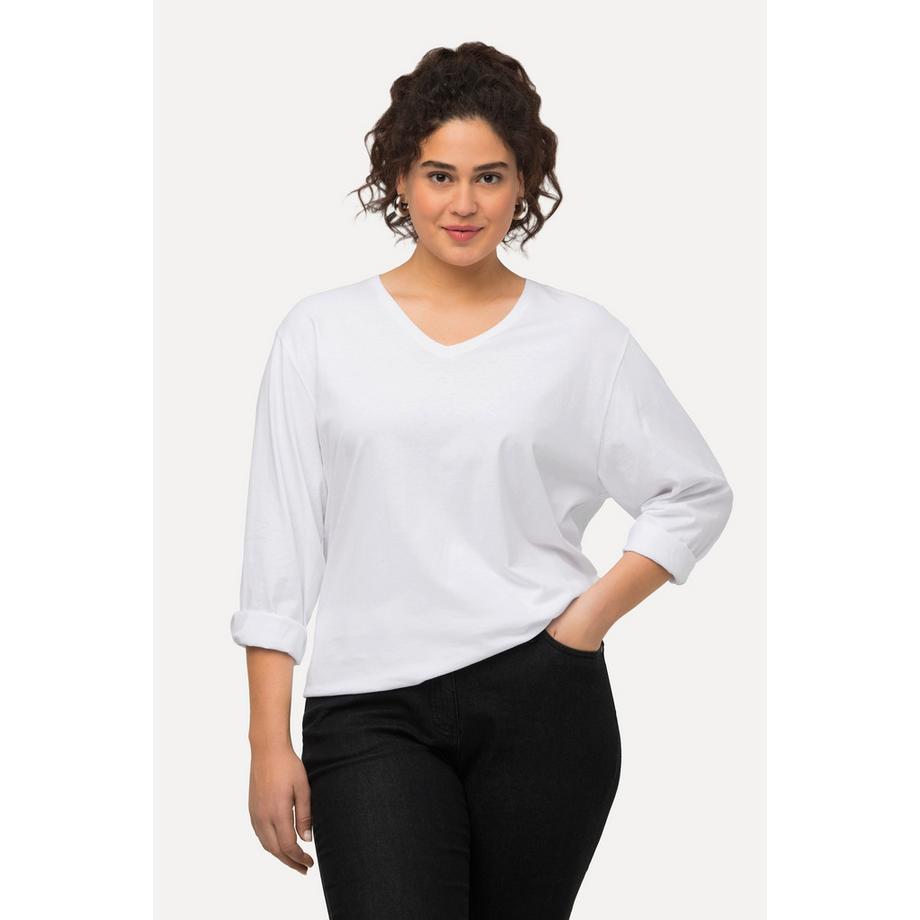 Ulla Popken Relaxed Langarm V-Ausschnitt Shirt  