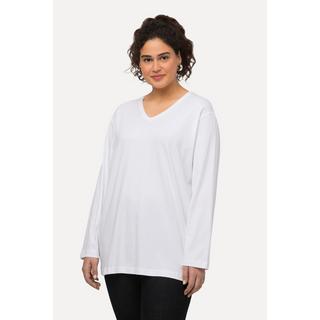 Ulla Popken  T-shirt coupe Relaxed Fit, col en V et manches longues 