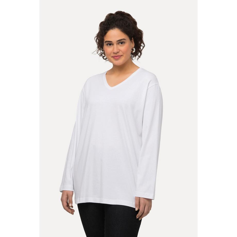 Ulla Popken Relaxed Langarm V-Ausschnitt Shirt  