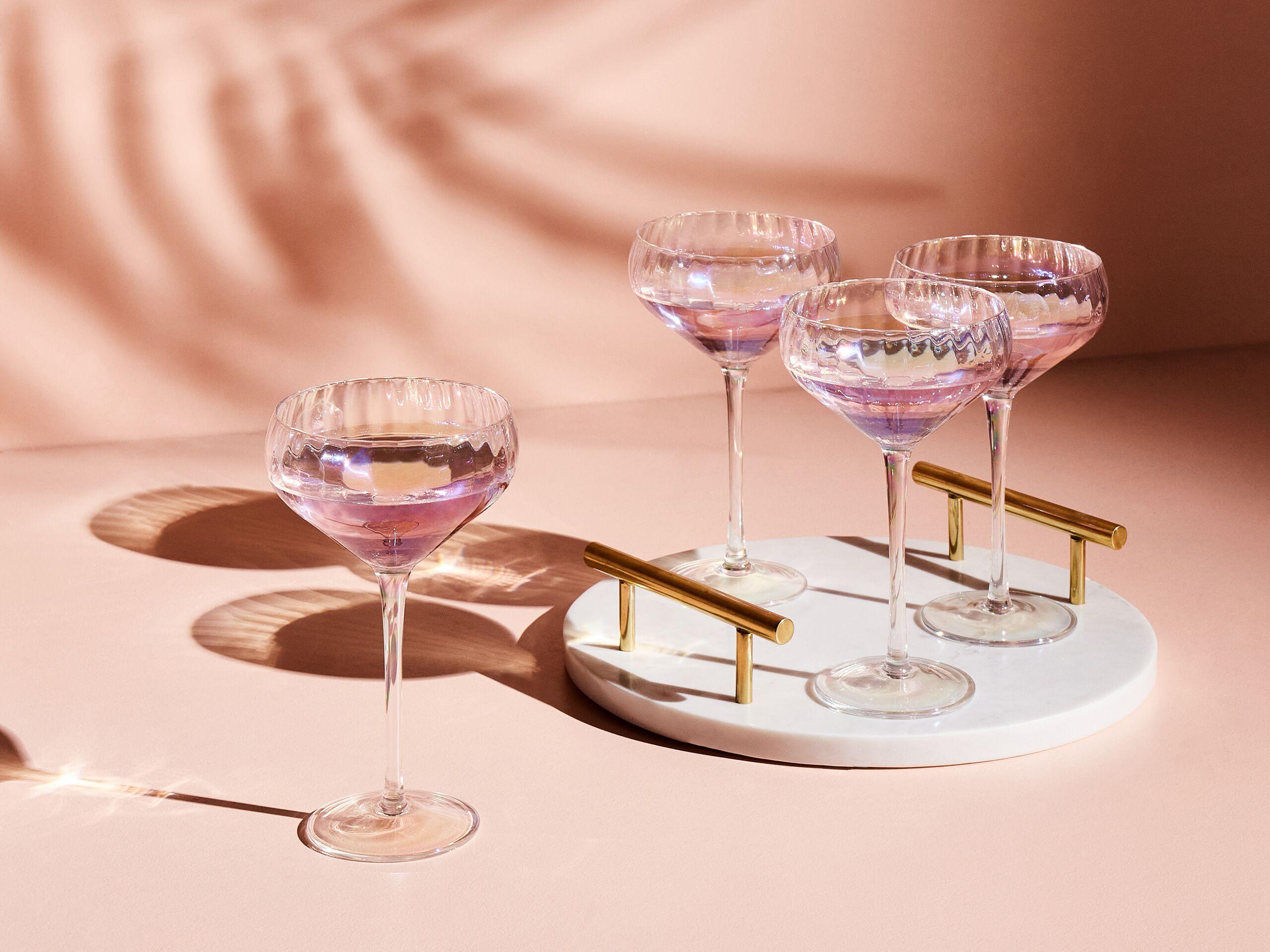 Beliani Lot de 4 coupes à champagne en Verre Rétro MORGANITE  