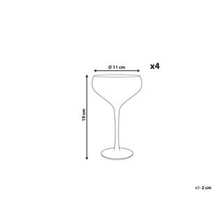 Beliani Lot de 4 coupes à champagne en Verre Rétro MORGANITE  