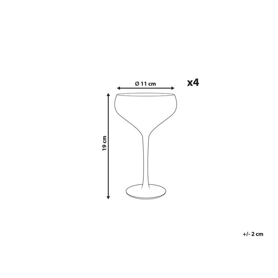 Beliani Set di 4 coppe da champagne en Vetro Retrò MORGANITE  