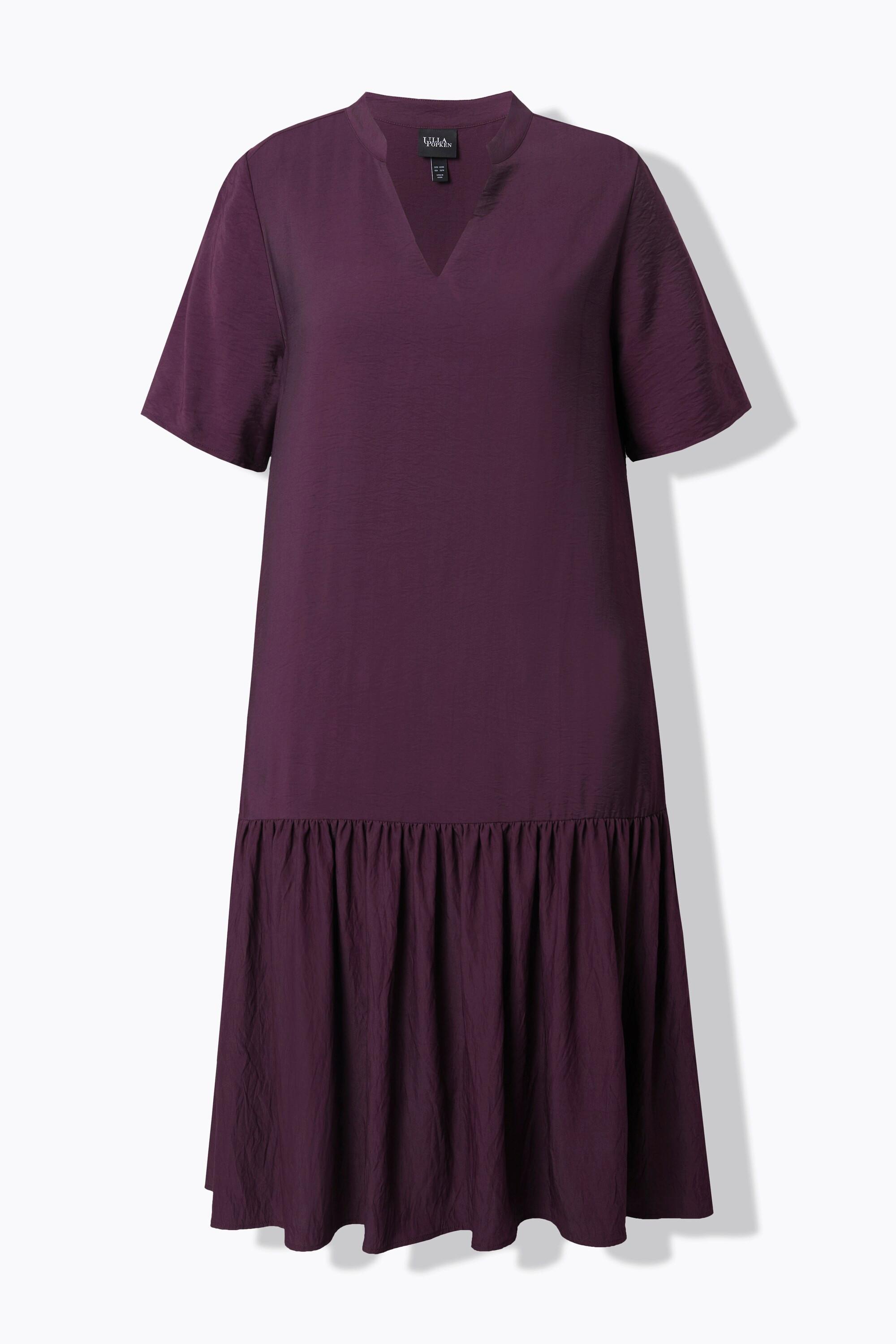 Ulla Popken Robe Midi Ourlet Volanté Coupe Évasée Col V Manches Courtes  