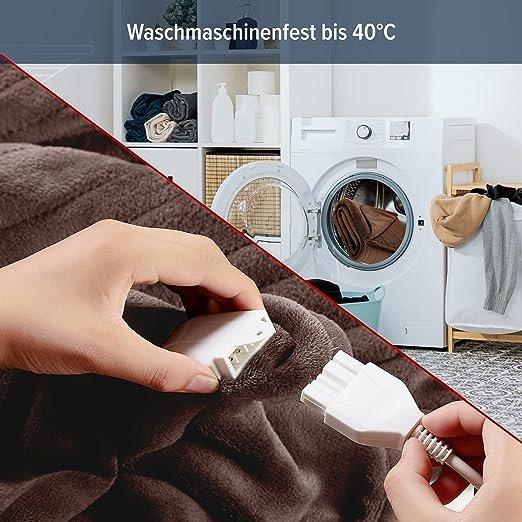 Arebos Elektrische Heizdecke Wärmedecke waschbar Kuscheldecke  