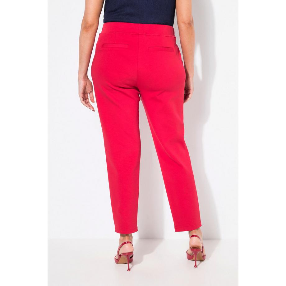 Ulla Popken Pantalon Punto di Roma Jambe Fuselée Passepoil Taille Élastique  