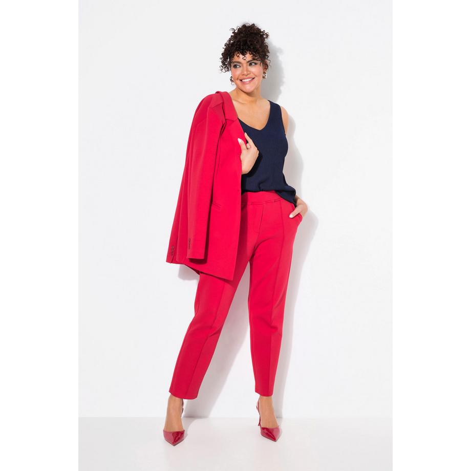 Ulla Popken Pantalon Punto di Roma Jambe Fuselée Passepoil Taille Élastique  