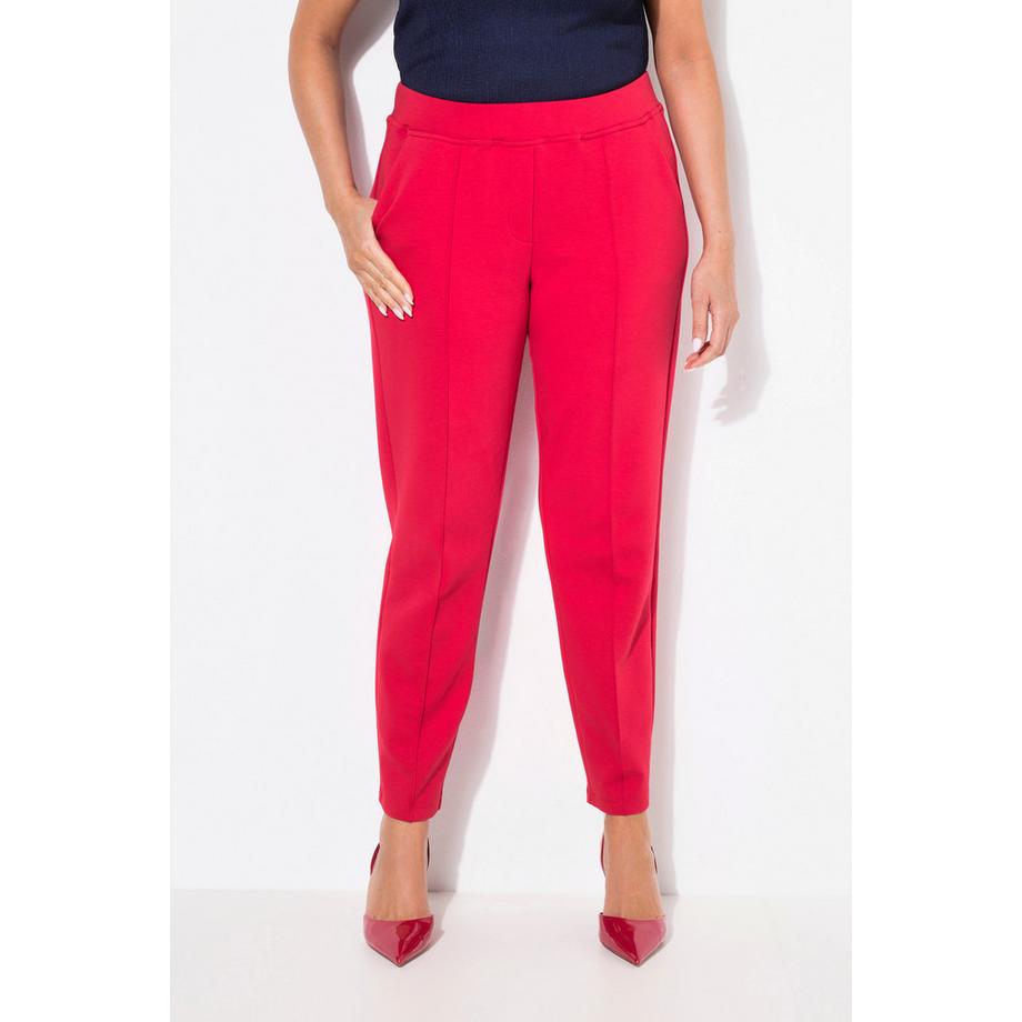 Ulla Popken Pantalon Punto di Roma Jambe Fuselée Passepoil Taille Élastique  