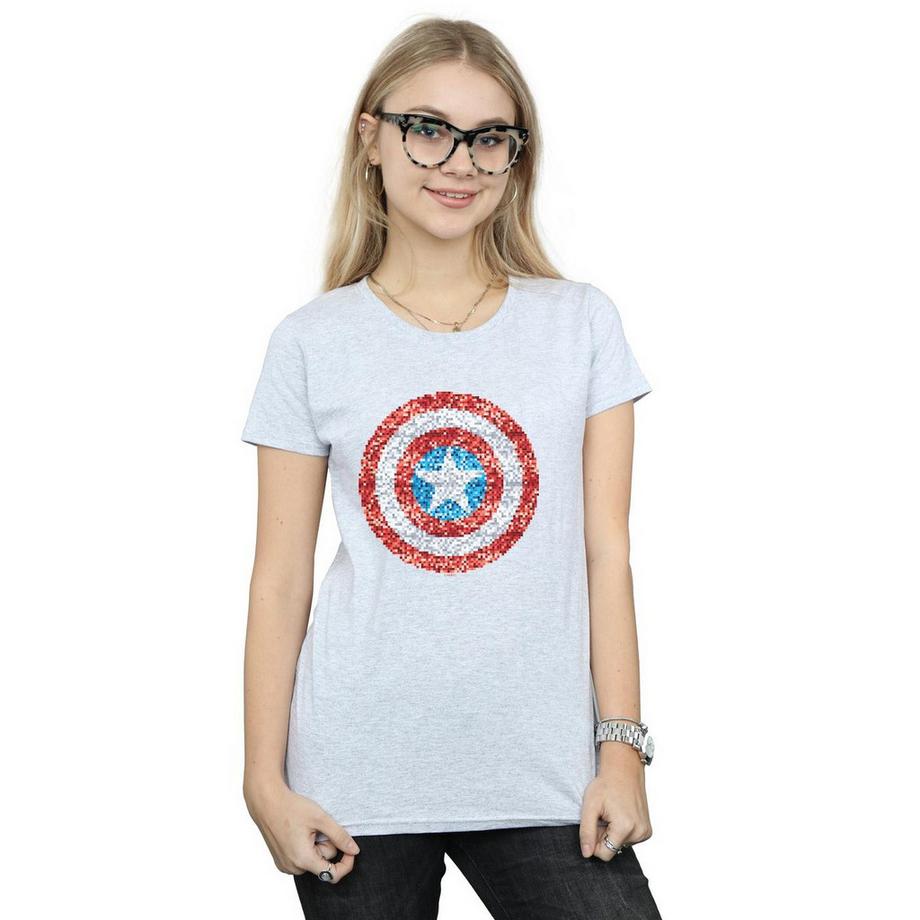 MARVEL Captain America T-shirt Scudo Paillettes Pixelato  