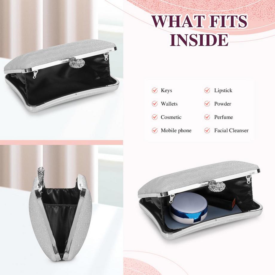 Only-bags.store Pailletten Strass Abendtasche mit Kette  