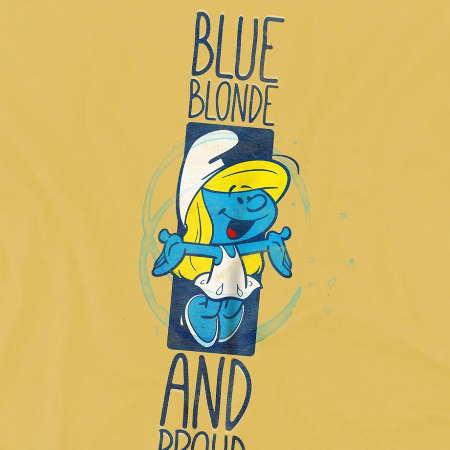 Les Stroumpfs  T-ShirtMotif Schtroumpfette Blue Blonde And Proud 
