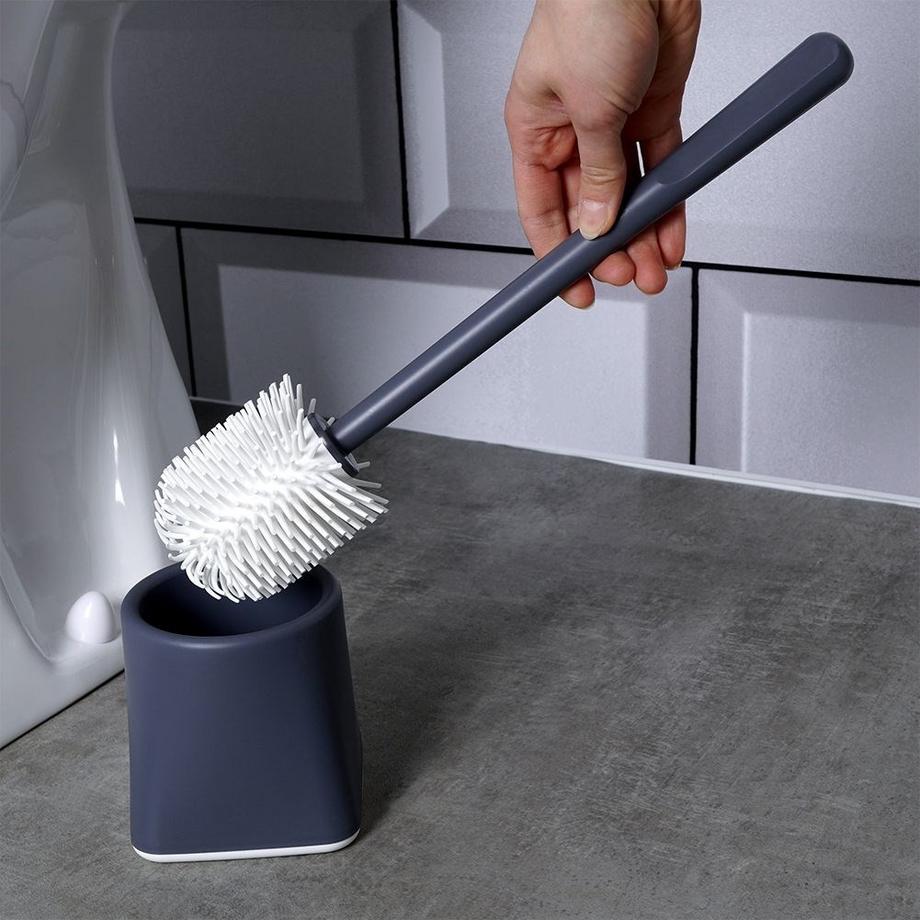 Bathroom Solutions  Brosse de toilette avec récipient en graphite, design simple 