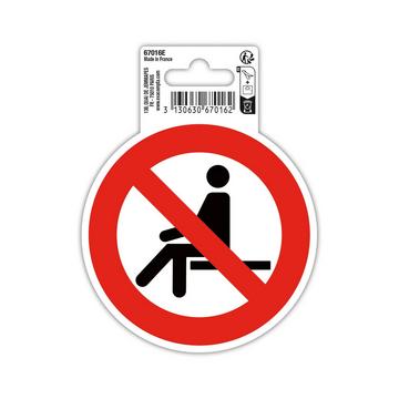 Panneau PVC adhésif antidérapant Interdit de s'assoir 10 cm