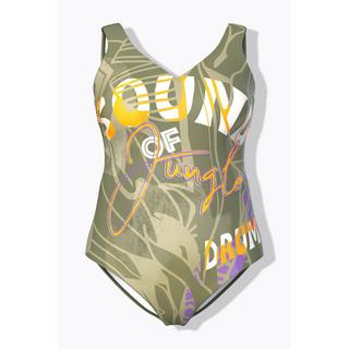 Ulla Popken Maillot de bain Jungle sans bonnets souples Décolleté V  