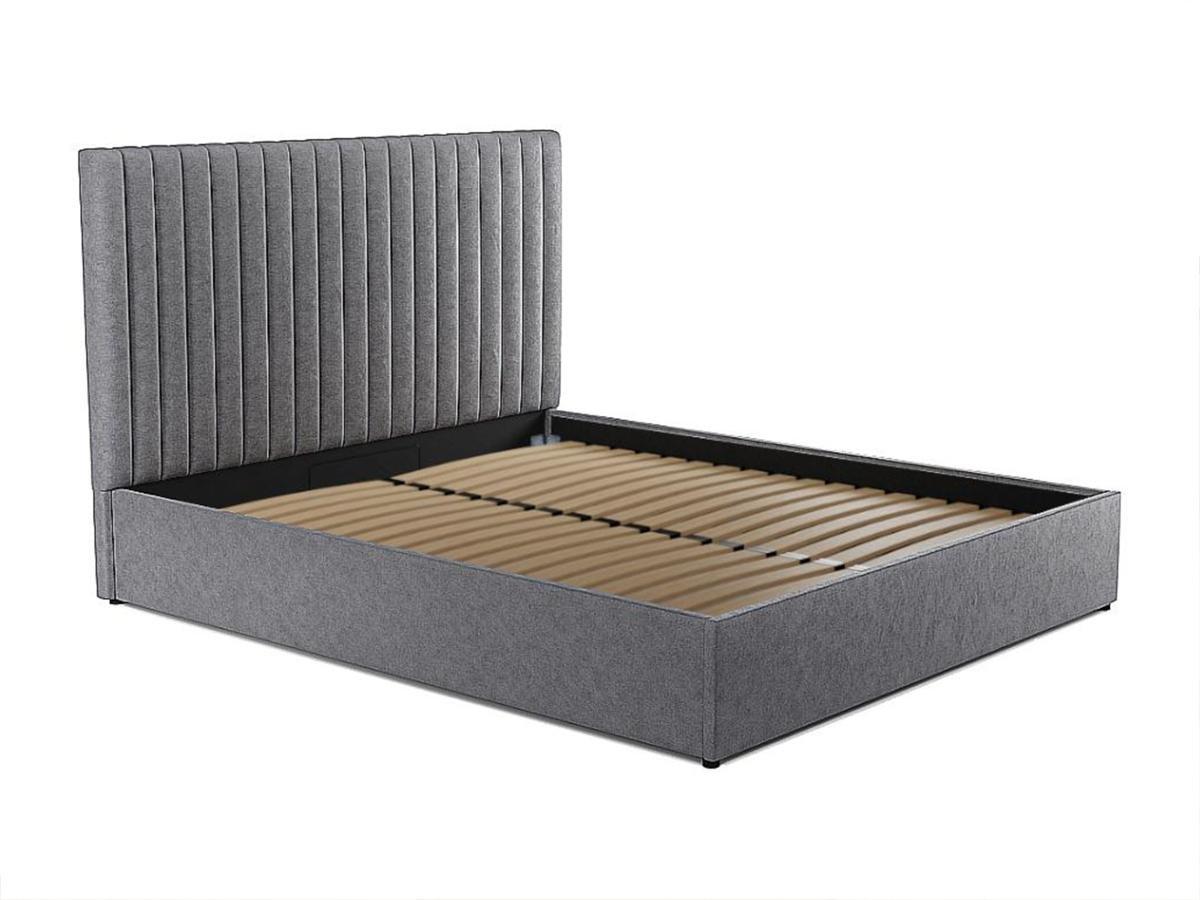 Vente-unique Bett mit Bettkasten BettKopfteil Stoff SARAH  