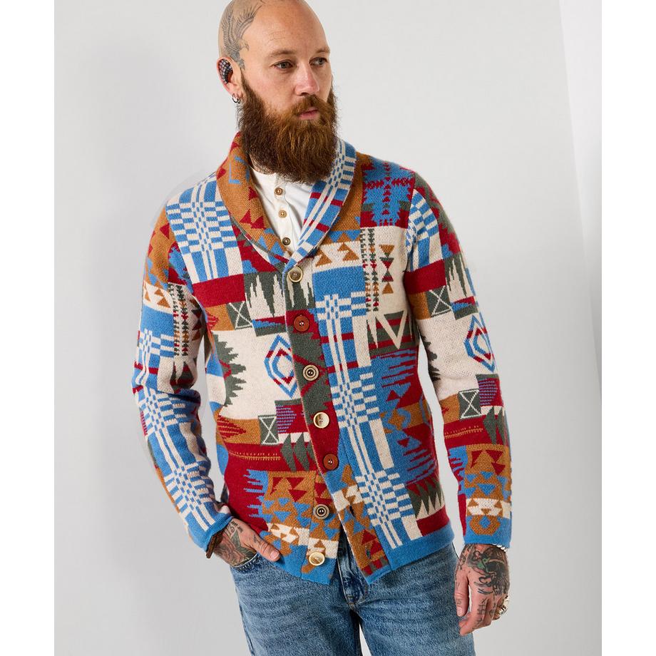 Joe Browns Cardigan Patchwork Collo Sciarpa Motivo Azteco  