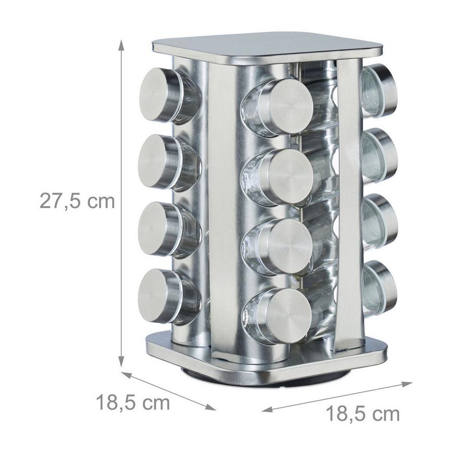 B2X  Étagère à épices avec 16 pots en verre 