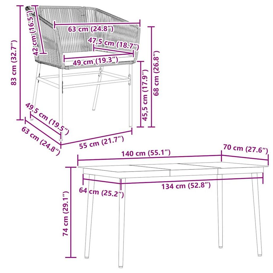 VidaXL Garten essgruppe poly-rattan  