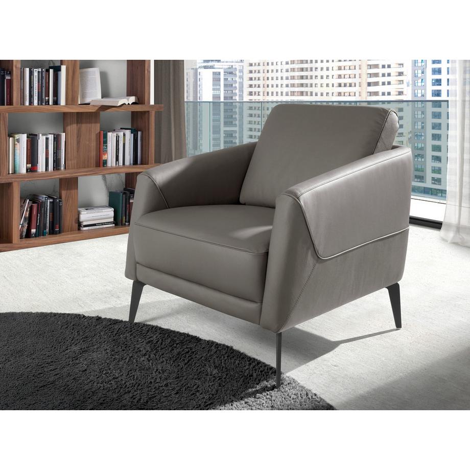 ANGEL CERDA Fauteuil en cuir gris foncé  