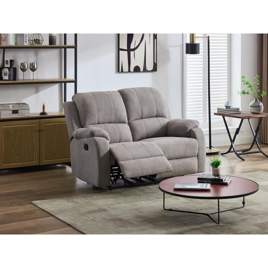 Vente-unique Canapé 2 places relax en microfibre gris clair BRODY  