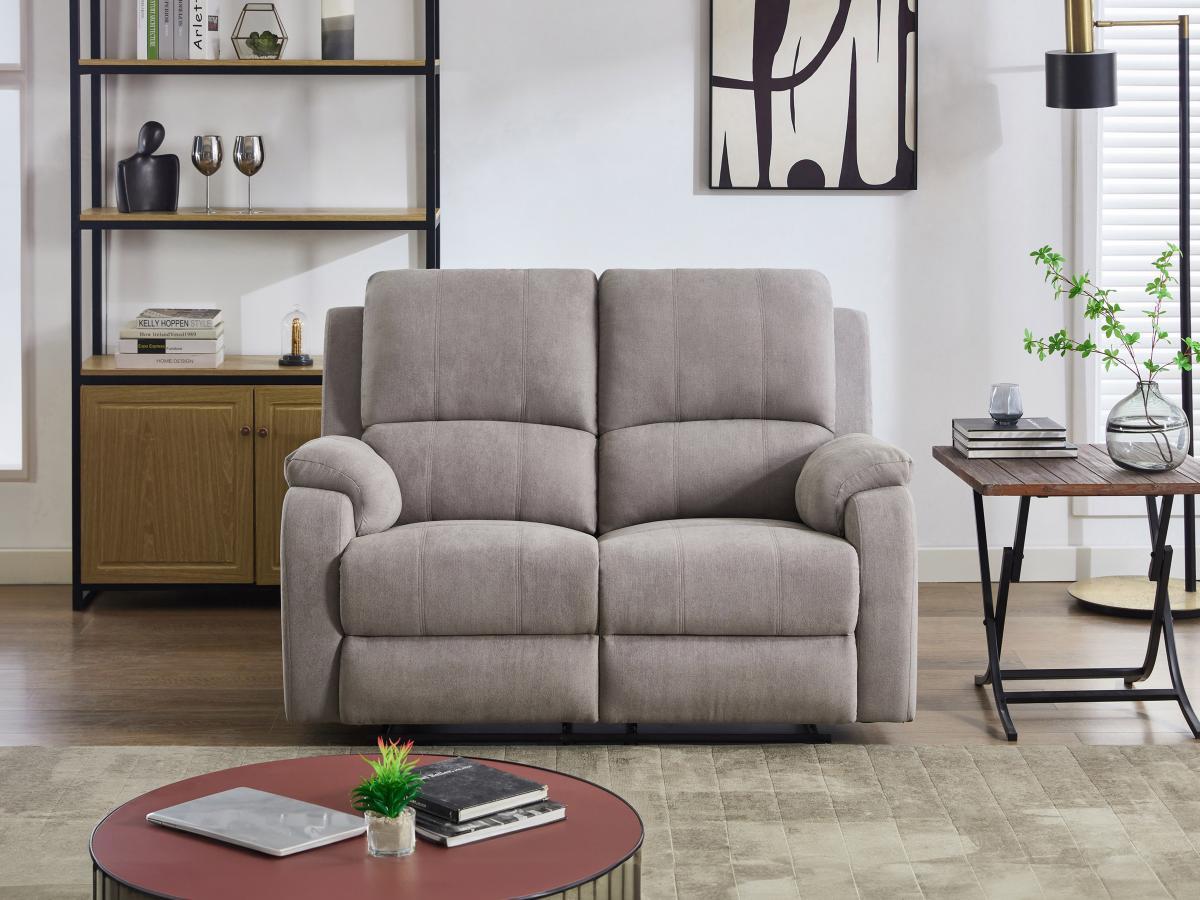 Vente-unique Relaxsofa 2-Sitzer - Mikrofaser - Hellgrau - BRODY  