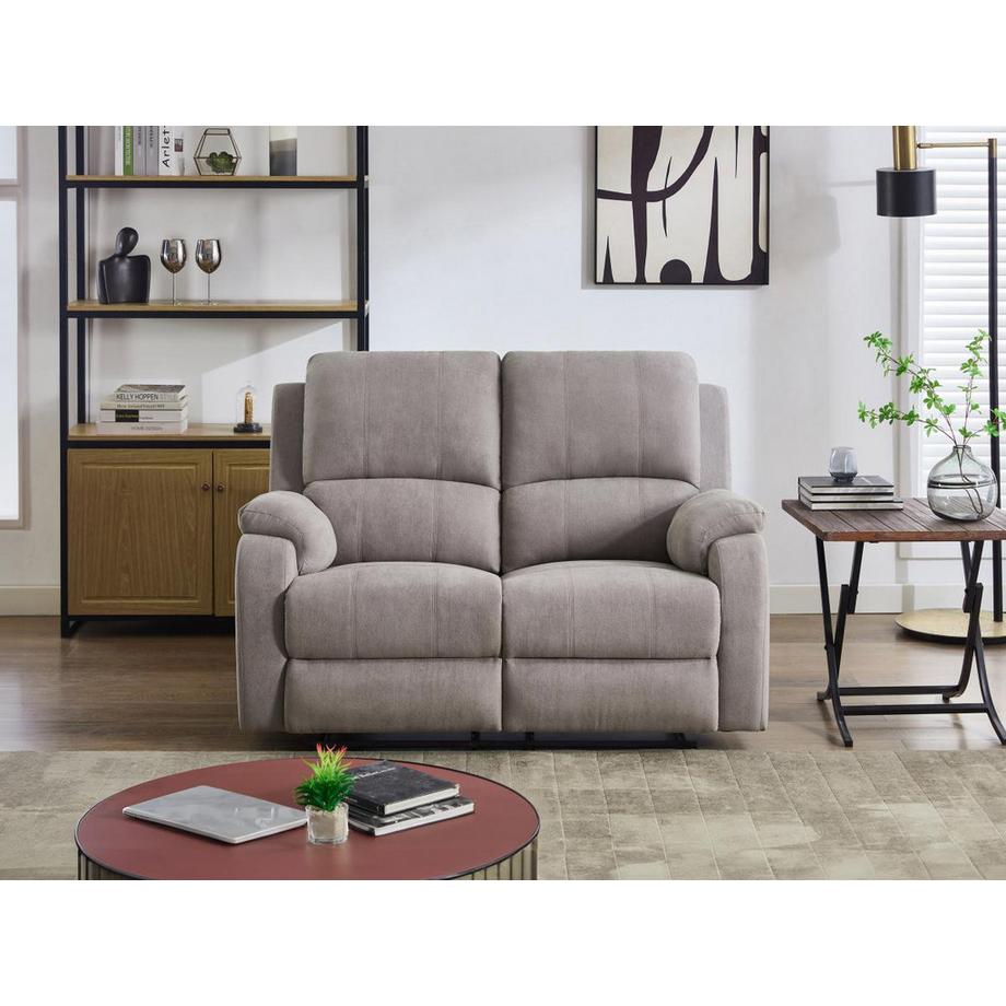 Vente-unique Canapé 2 places relax en microfibre gris clair BRODY  