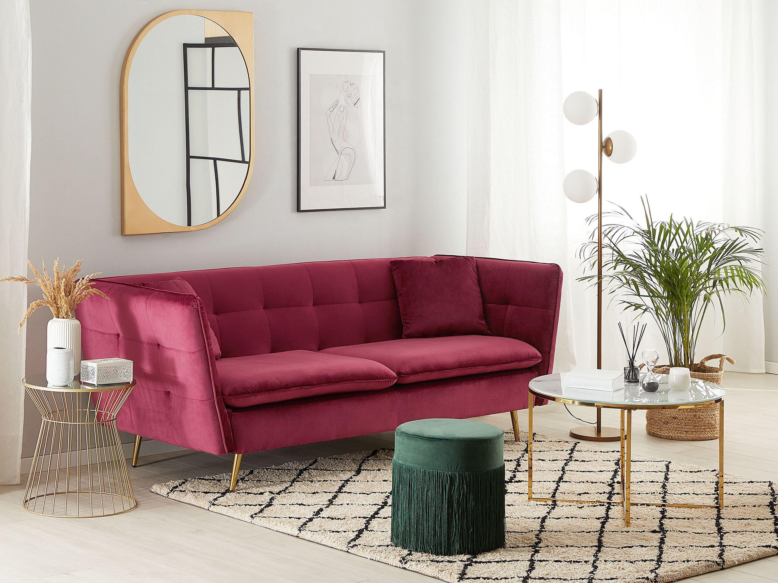 Beliani 3 Sitzer Sofa aus Samtstoff Glamourös FREDERICA  