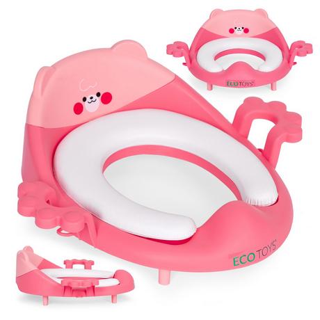 MST Sedile WC per bambini con maniglie, cuscino morbido, rosa, ECOTOYS  