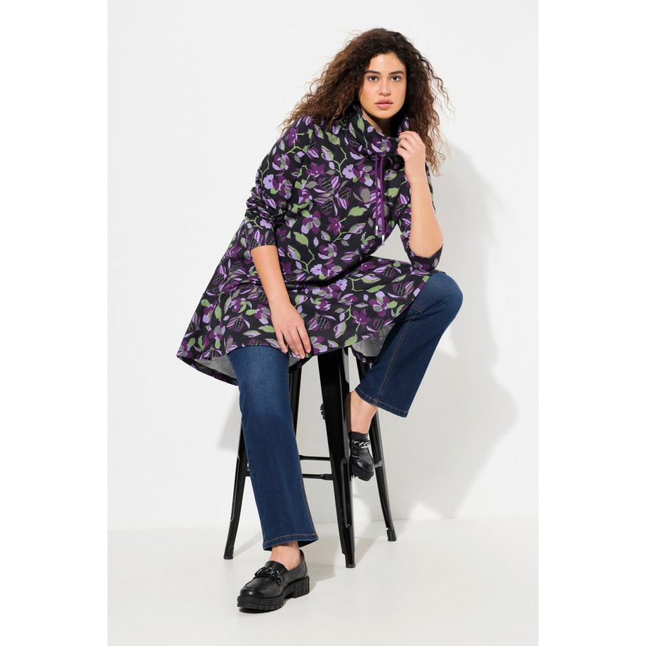 Ulla Popken Sweat-shirt Long Col Montant Poches Volants à la Base  