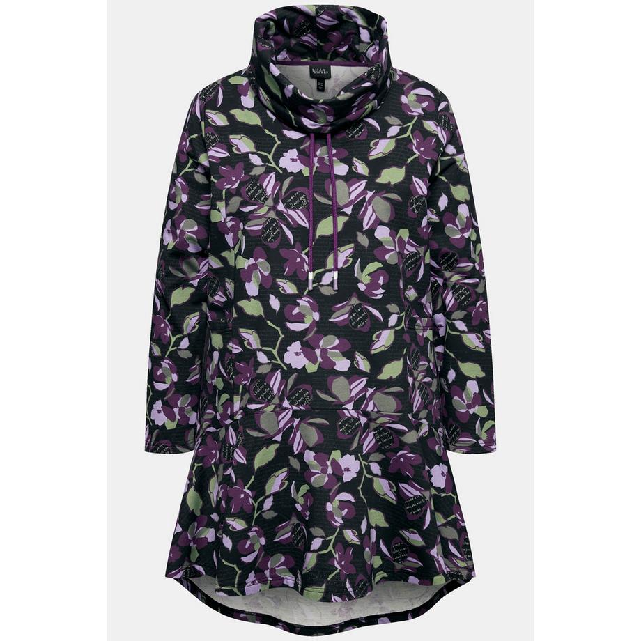 Ulla Popken Sweat-shirt Long Col Montant Poches Volants à la Base  