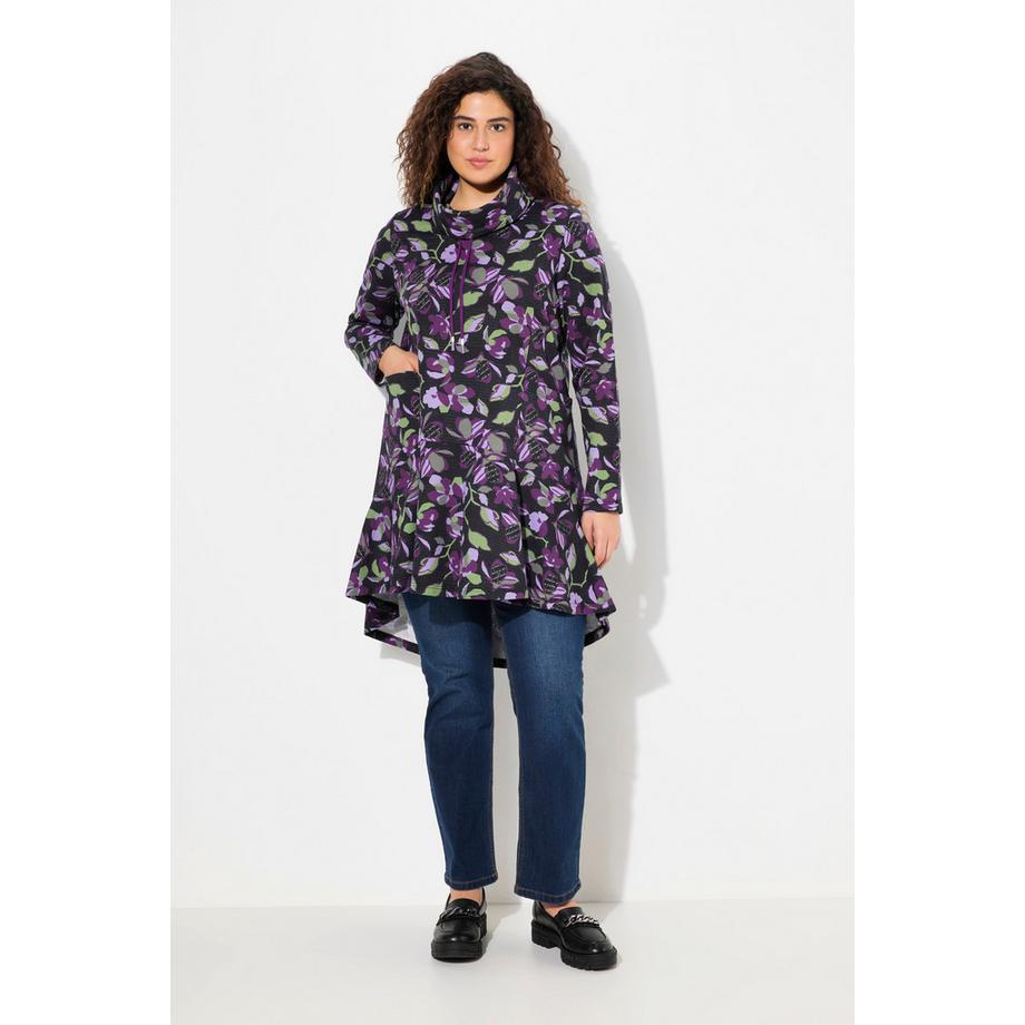 Ulla Popken Sweat-shirt Long Col Montant Poches Volants à la Base  