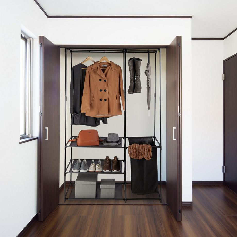 B2X Offener Kleiderschrank mit Wäschekorb  