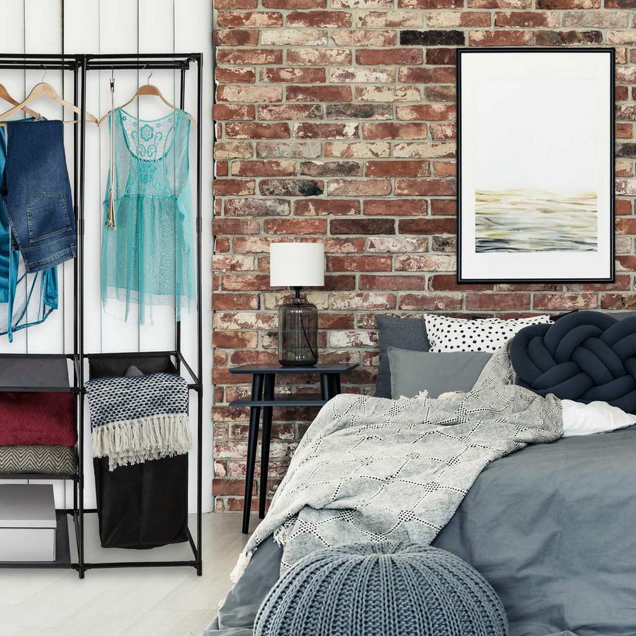 B2X Offener Kleiderschrank mit Wäschekorb  