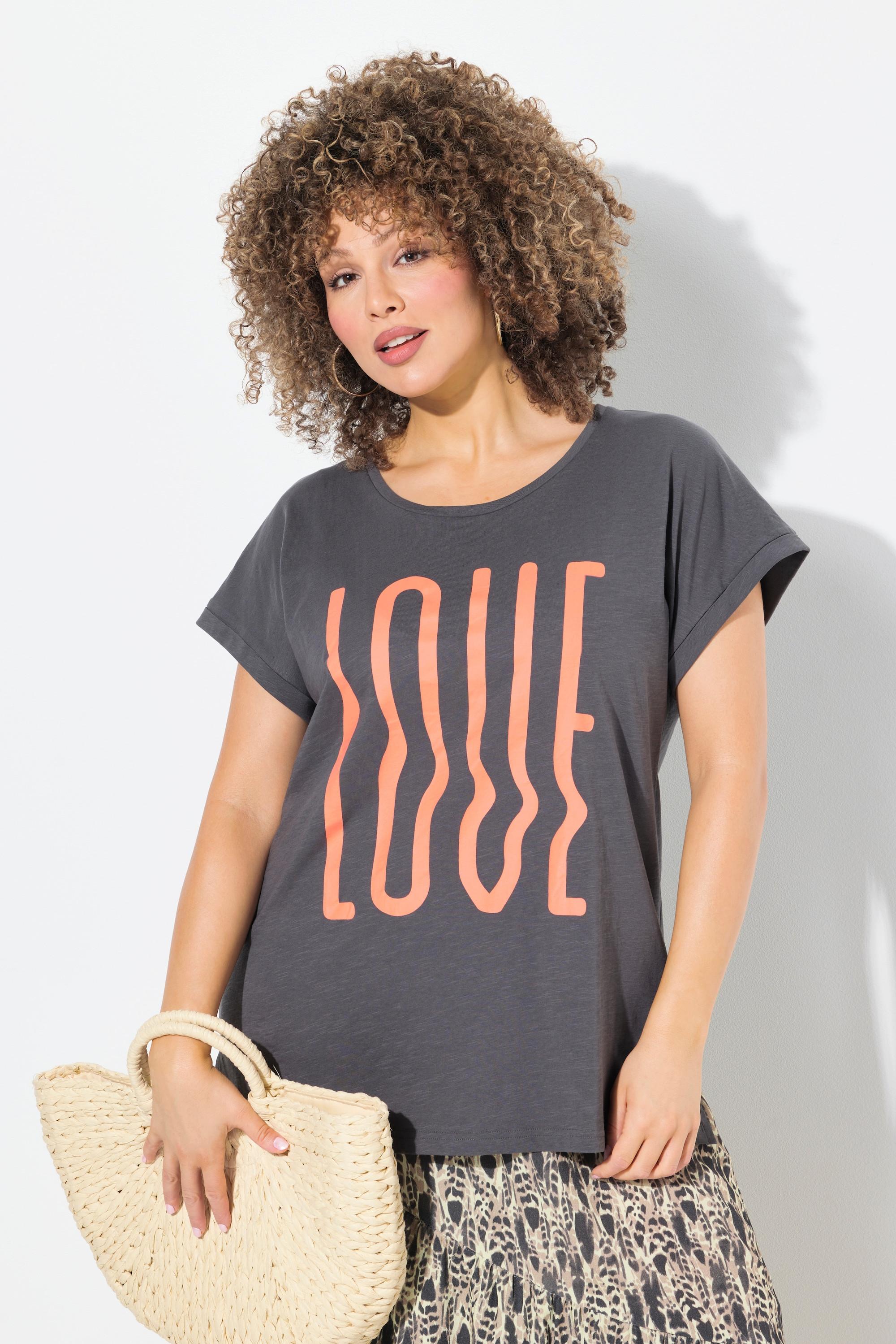 Ulla Popken T-Shirt Oversized Stampa LOVE Maniche Corte  