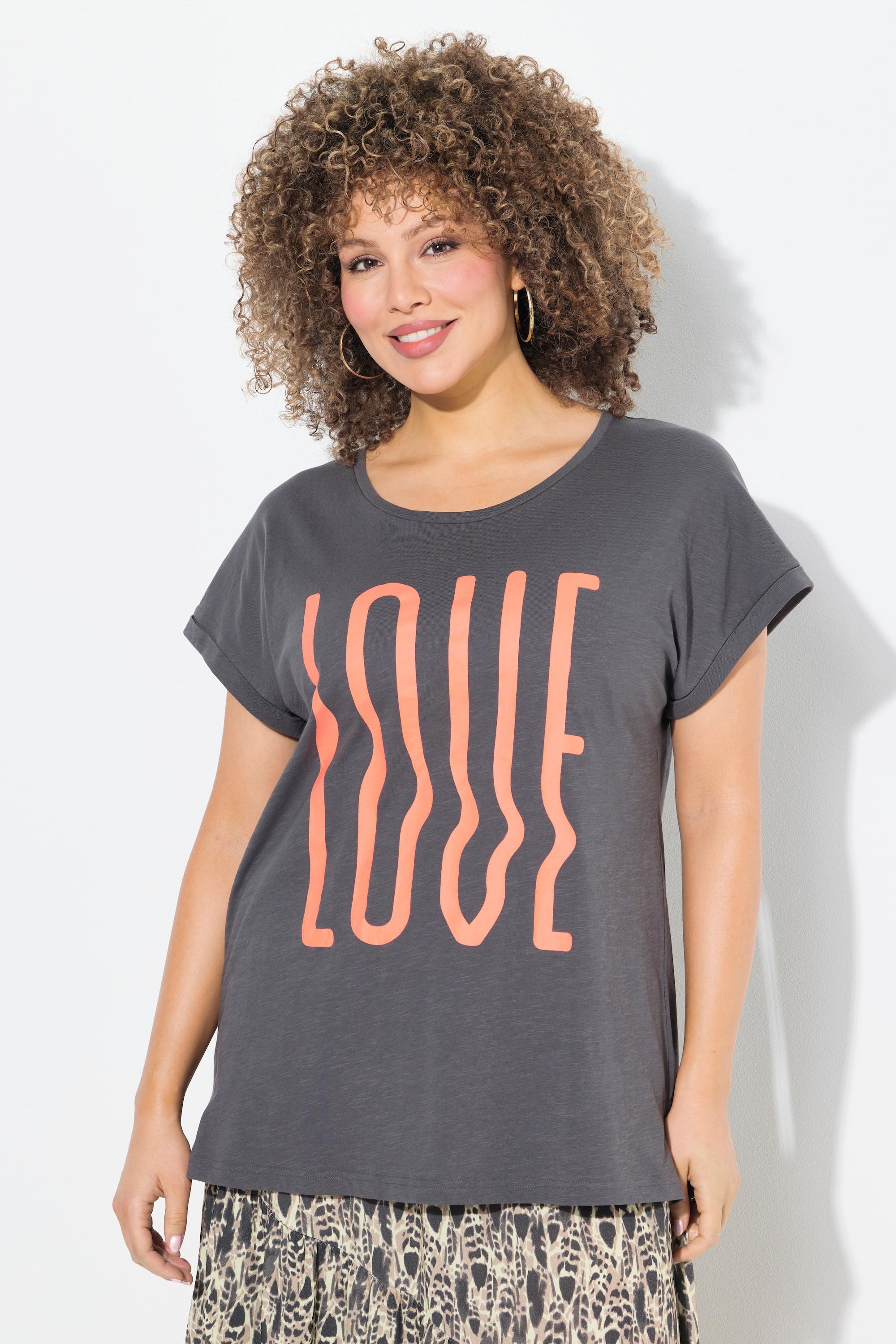Ulla Popken T-Shirt Oversized Stampa LOVE Maniche Corte  