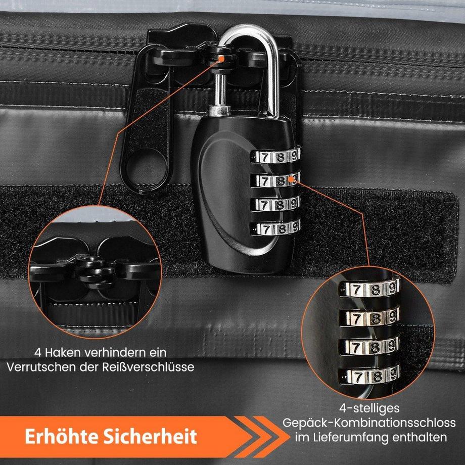 Northio Box da tetto per auto da 420 litri con serratura a combinazione e 6 ganci per porte e tappetino antiscivolo Box da tetto impermeabile grigio  