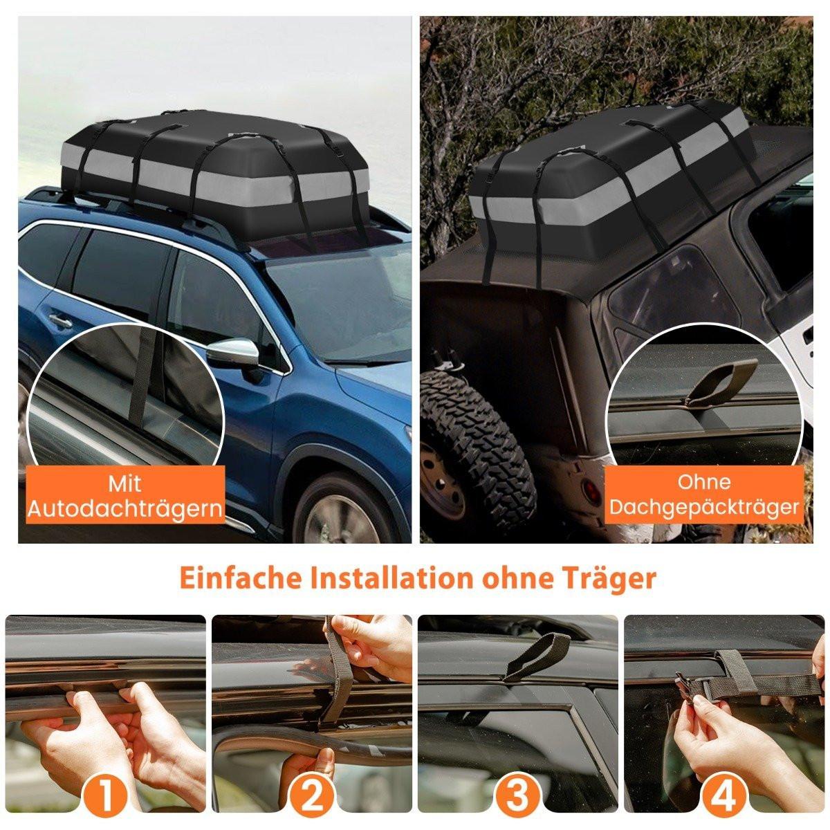 Northio 420 L Dachbox für Auto mit Zahlenschloss & 6 Türhaken & Anti-Rutsch-Matte Wasserdichter Dachkoffer Grau  