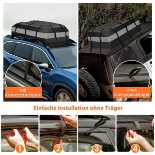 Northio 420 L Dachbox für Auto mit Zahlenschloss & 6 Türhaken & Anti-Rutsch-Matte Wasserdichter Dachkoffer Grau  