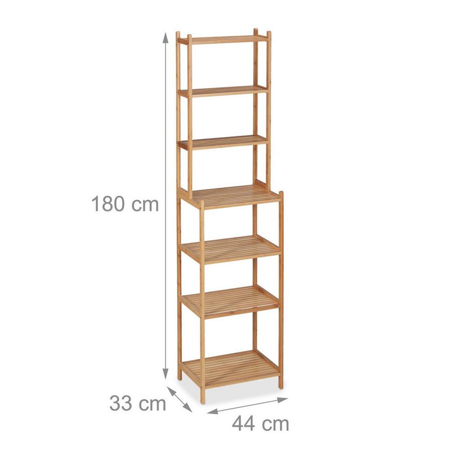 B2X Hohes Badezimmerregal aus Bambus  